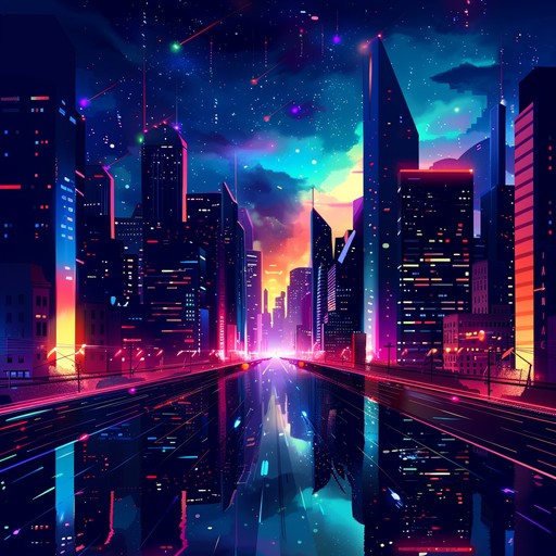 An electrifying instrumental filled with upbeat, pulsating synths and vibrant electronic melodies, capturing the essence of 80s new wave. The dynamic rhythm creates an infectious energy perfect for dancing, evoking images of neon lit cityscapes and futuristic vibes.