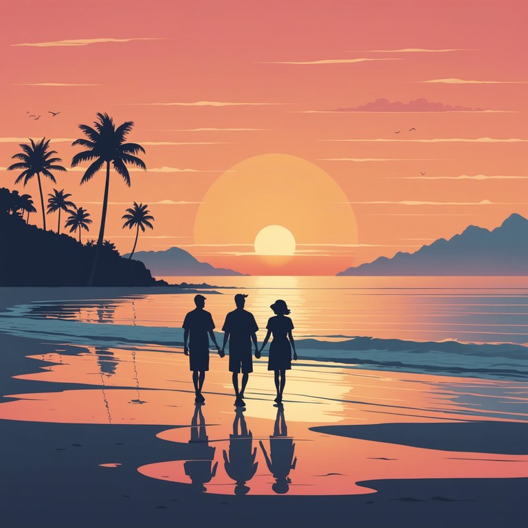 Imagine a serene beach at sunset, the sky painted with hues of orange and pink, where a soft, carefree melody plays, capturing the essence of a romantic evening. An acoustic guitar gently strums the chords of love, creating a soundtrack for lovers walking hand in hand along the shore.