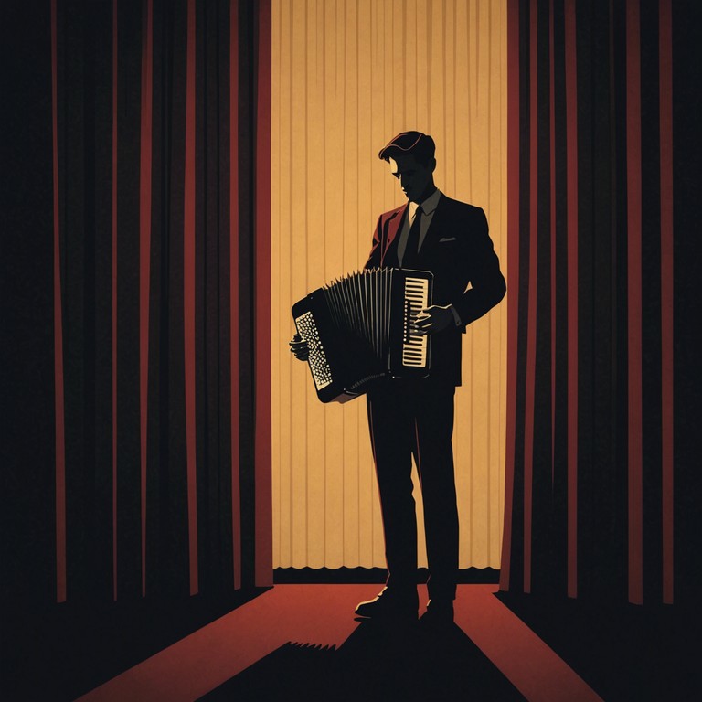 Immerse in the haunting and provocative sounds of a dimly lit cabaret where each accordion note creates a story of danger and allure, playing with the listener's emotions, crafting a tapestry of the eerie and the captivating.