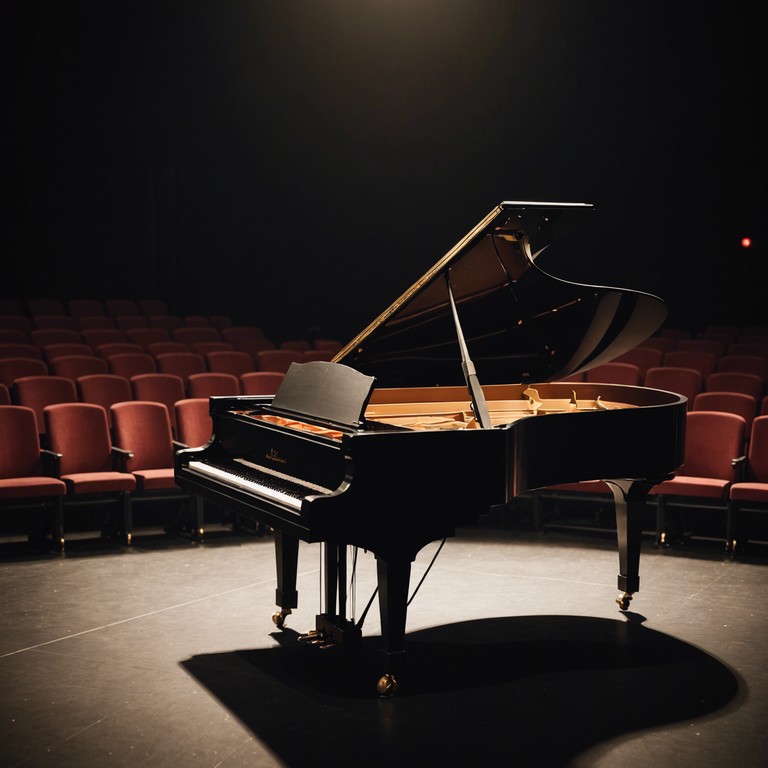 Imagine the soft hum of a theater before a performance begins; the stage is set, the lights dim, and a single piano plays a comforting melody, mirroring the quiet pulse of a performer's heart.