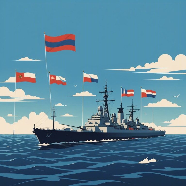 This track melds traditional russian folk elements with the majestic and disciplined aura of a naval parade. Featuring robust and soul stirring melodies, it captures the spirit of the russian navy, blending historical richness with a stately martial mood.