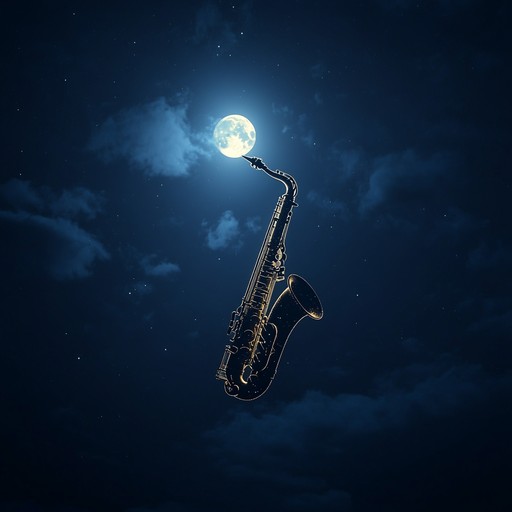 A dreamy, intimate jazz composition featuring a smooth saxophone melody played under the soft glow of a moonlit night. The song transports listeners to a serene evening, where the calming sounds of jazz delicately intertwine with the ambiance of a peaceful, starlit sky.