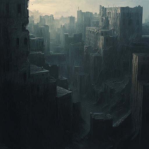 Imagine an empty urban landscape, where every sound reverberates through abandoned buildings. The song is driven by a haunting synth line, deep bass, and echoing drums, layered with distorted guitars to create a melancholic atmosphere of industrial decay.