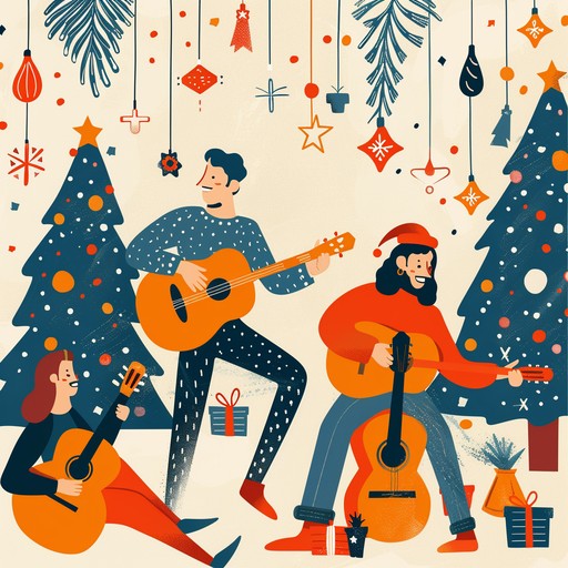 An exhilarating blend of upbeat rhythms, electric guitars, and festive bells, creating a perfect backdrop for holiday celebrations and joyous occasions.