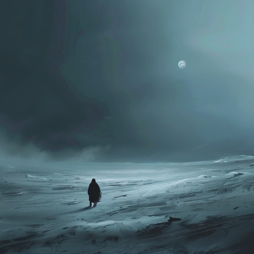 The sound of icy winds and distant shrieks echo through a desolate frozen landscape as menacing tremolo-picked guitar riffs, blastbeat drums, and eerie keyboard ambience create a chilling and oppressive atmosphere that conjures visions of a dark and lifeless tundra consumed by an all-engulfing darkness