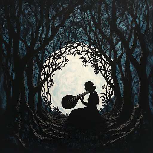 An instrumental dark folk piece that intertwines sensual rhythms with haunting melodies, evoking the mysterious allure of nocturnal forests and the depths of hidden desires. The music paints a vivid soundscape of a starlit night where shadows whisper secrets to the heart.