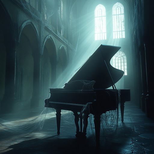 An eerie instrumental where spectral harpsichord and haunting strings conjure images of an abandoned baroque ballroom. The melodies echo through the deserted chambers, filled with the lingering presence of forgotten dances and ghostly figures. The composition immerses the listener in a world where time stands still, and the boundary between the living and the dead blurs within the shadowy grandeur of a bygone era.