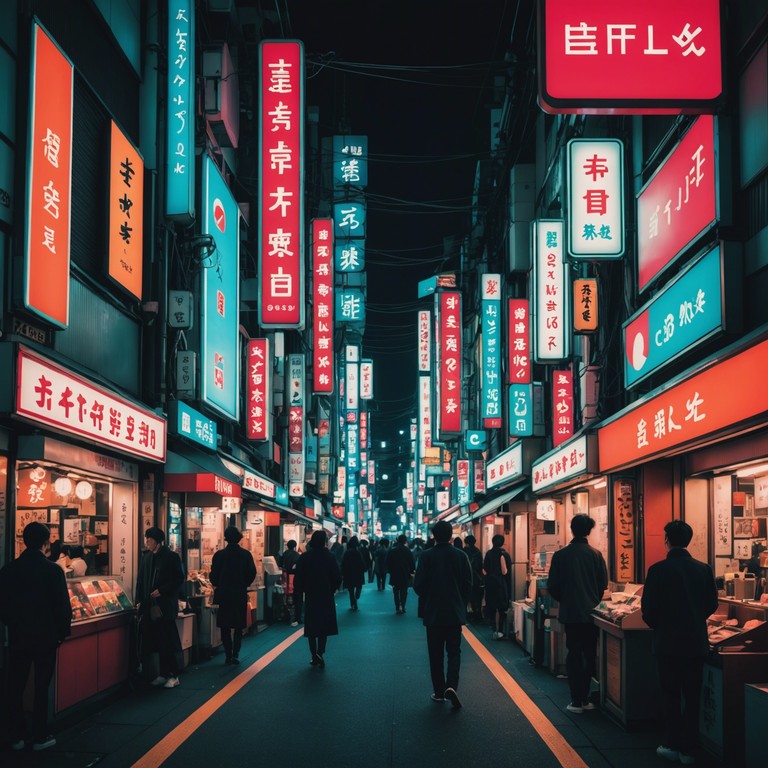 This captivating track features a blend of electronic rhythms and traditional japanese instruments, creating a sensual soundscape that embodies the bustling nightlife of a neon lit tokyo. The melody weaves through the city's vibrant pulse, like whispers carried on a gentle breeze, perfect for setting an intimate yet energetic scene in any anime.