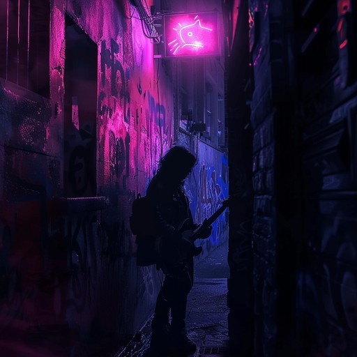 A mesmerizing track blending the audacious energy of punk with the seductive tones of a dark, sultry mood. The music evokes a sense of walking through mysterious urban streets at night, feeling both the allure and the danger in the air. A single electric guitar lays down gritty chords that build a sense of illicit intrigue and rebellious spirit