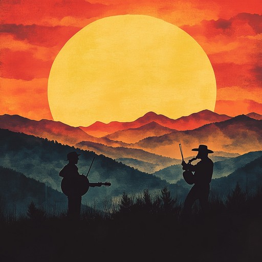 A lively instrumental that combines rapid banjo picking with spirited fiddle harmonies, recreating the atmosphere of a festive hillside hoedown. The music embodies the exhilaration and joyous energy of traditional bluegrass gatherings.