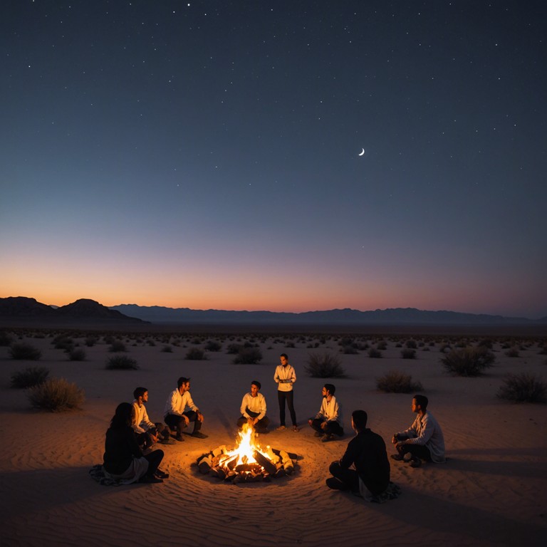 This composition transports the listener to a whimsical night under the vast, starlit arabian desert skies, where the playful rhythm evokes the spirit of a joyous desert dance among the dunes. The use of traditional middle eastern instrumentation infuses the track with authenticity and a joyful energy that is both uplifting and engaging.