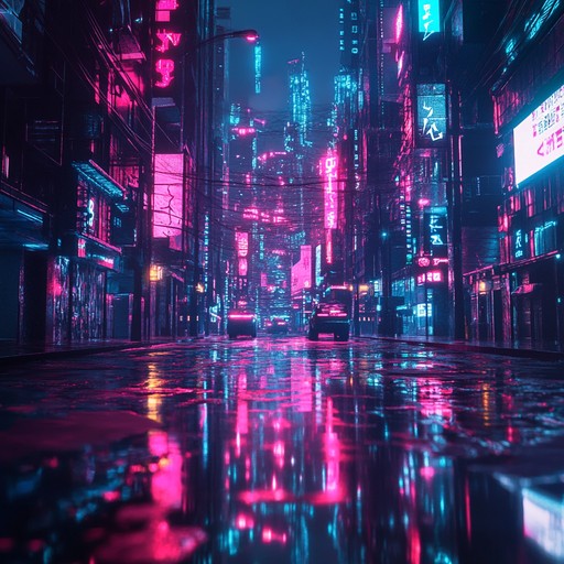 Dive into a frenzied pursuit through a futuristic urban landscape. The driving synths echo the pulse of a city that never sleeps, radiating with vibrant neon lights. This track encapsulates the relentless energy of a metropolis, blending electric highs and rapid beats to emulate the rush of a cyber punk universe.