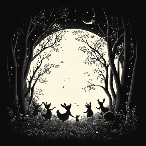 A captivating journey through an enchanted forest where vibrant melodies guide woodland creatures in a whimsical dance under moonlit skies. Layered flutes and ethereal strings weave a tapestry of sound, sparkling with otherworldly charm, inviting listeners to become part of the mystical celebration.