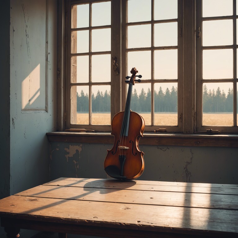 In this composition, the gentle caress of violin strings harness deep emotional currents, depicting scenes of solitude and introspection. The music acts as a narrative, flowing gracefully and somberly through a landscape overshadowed by serene yet profound sadness.