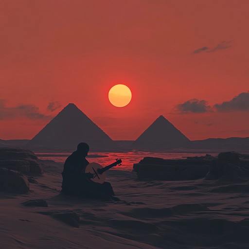 A captivating instrumental track that weaves traditional ancient egyptian melodies with modern ambient electronica, creating a mystical soundscape that transports listeners to another time