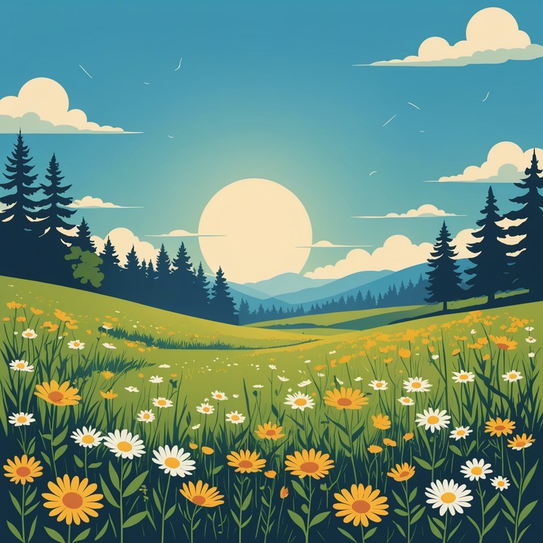 A gentle acoustic guitar leads this bluegrass inspired track, where soft plucks and strums emulate the peaceful ambience of a sunlit meadow. The music builds a calming, pastoral scene, perfect for relaxation or gentle focus.