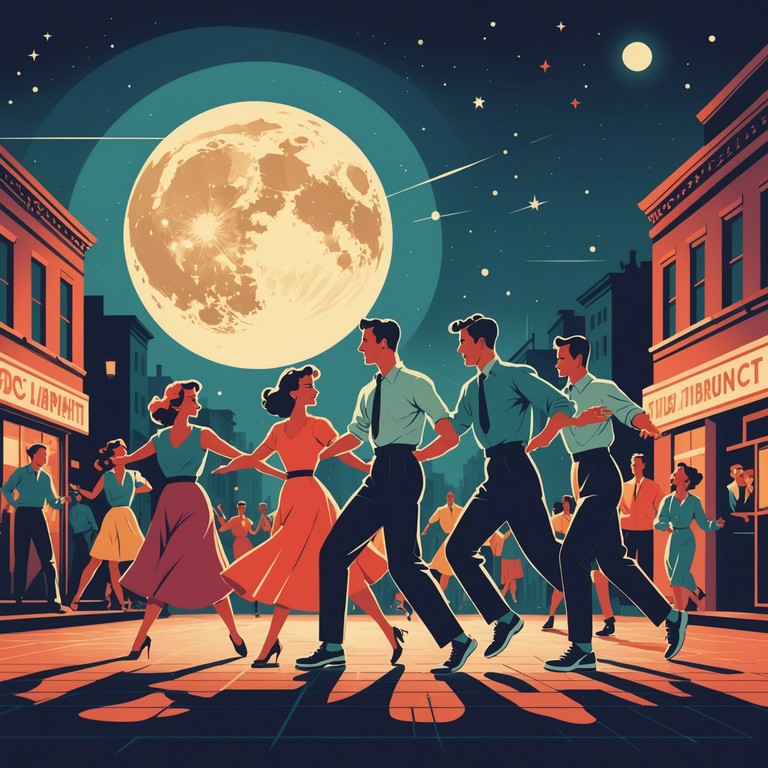 Imagine a lively scene under a full moon where the traditional energetic rhythm of mambo meets reflective, deep tones. This track combines pulsating beats with a meditative quality, offering both jubilation and a moment for introspection, inspired by the vibrant night dances of 1950s havana.