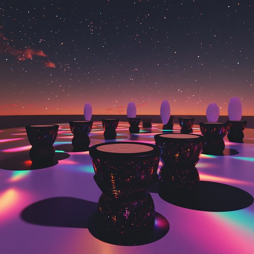 Delve into a cosmic celebration where samba rhythms meet electronic dance sounds. This explosive track fuses traditional african percussions with futuristic synth layers, creating a vibrant and energetic musical journey. Feel the beat lift your spirits as you dance under both earthly and celestial skies.