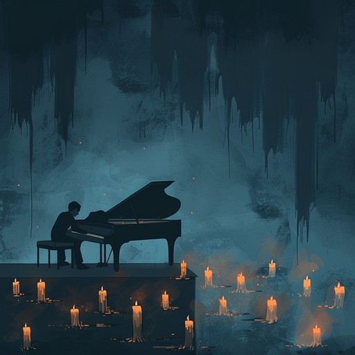 This composition combines haunting piano melodies and subtle accordion accents, crafting a melancholy yet dramatic cabaret piece. It transports listeners to a shadowy, candle lit performance, evoking sorrowful and intense emotions through its theatrical flair.