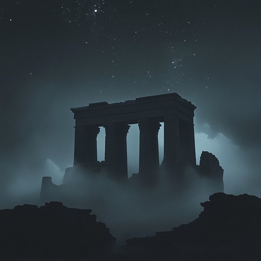 An instrumental metal composition that takes the listener on a journey through mystical realms and ancient landscapes, blending heavy guitar riffs with ethereal melodies to create an otherworldly atmosphere. The piece combines the power and intensity of metal with the haunting beauty of mystical soundscapes, evoking images of forgotten temples, hidden wisdom, and mystical energies.