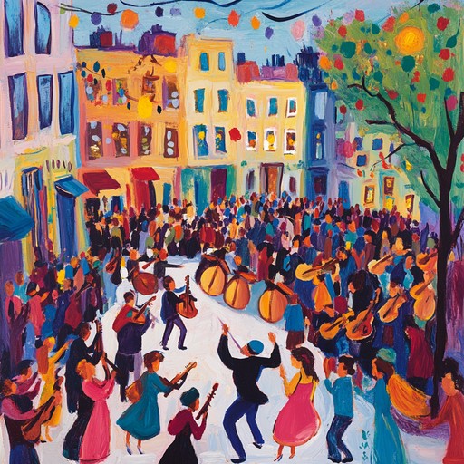 An upbeat klezmer piece featuring lively clarinet melodies and vibrant rhythms, evoking traditional celebrations that uplift and inspire dance.