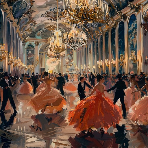 An upbeat harpsichord piece reminiscent of grand royal celebrations in the baroque era, filled with lively trills and flourishes that elicit an exuberant atmosphere, making listeners feel as though they are part of a grand ballroom dance.