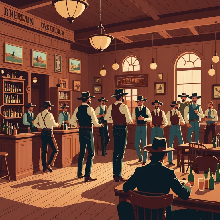 Imagine a soundtrack that transports you to a bustling saloon during the gold rush era, where a catchy harmonica melody plays over the sound of clinking glasses and lively conversations.