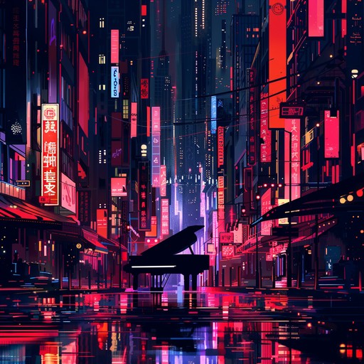 Immerse in the vibrant pulse of urban lights with a refined jazzy touch, offering elegant keyboard rhythms and sleek brass arrangements for a sophisticated night time feel.