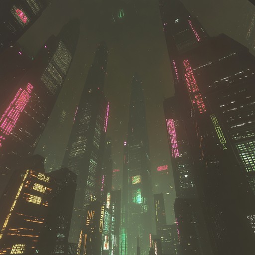 Set in a sprawling neon lit landscape in 2084, this track encapsulates the isolation and the digital hum of a cyberpunk cityscape. Distant rhythmic pulsations mimic the city's ceaseless activity while airy synth textures provide an ambient, enveloping atmosphere, evoking a sense of vast, haunting emptiness amidst urban chaos.