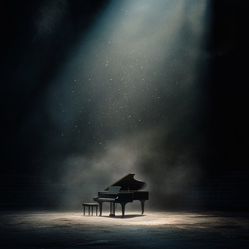 An emotive orchestral piece blending piano and strings, capturing the bittersweet nostalgia of a lone figure reminiscing on an empty stage after the final performance. The melody rises and falls like memories, evoking feelings of love lost and dreams fading into the silent night.