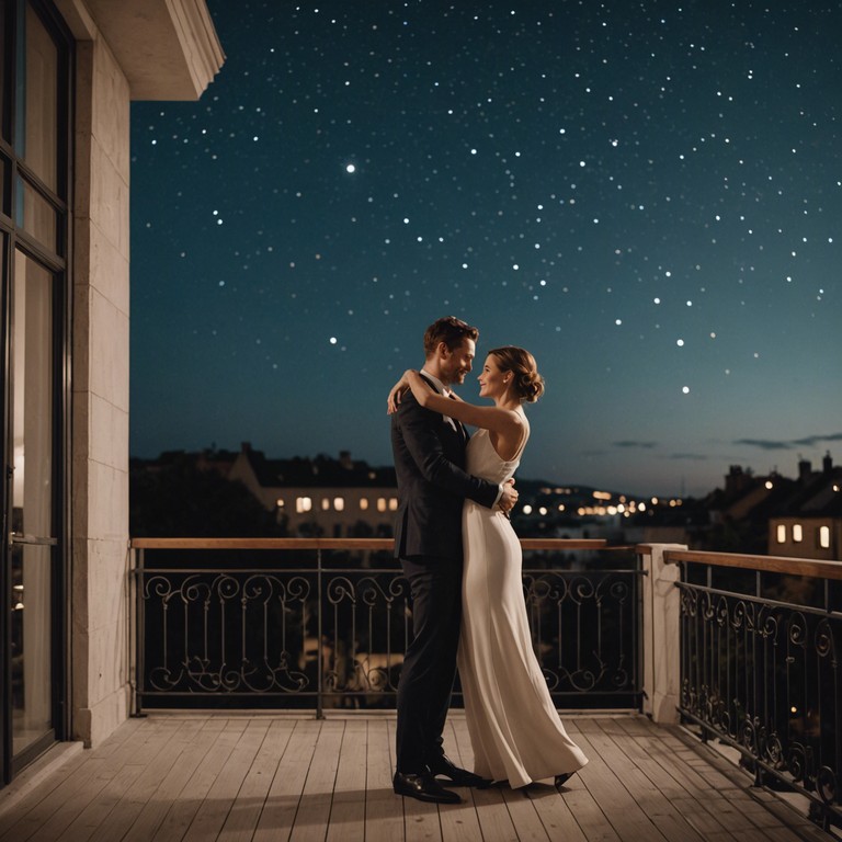 Feel the embrace of a splendid night where the starlit sky resonates with the strings of a gentle guitar, setting a perfect scene for romance and dance.