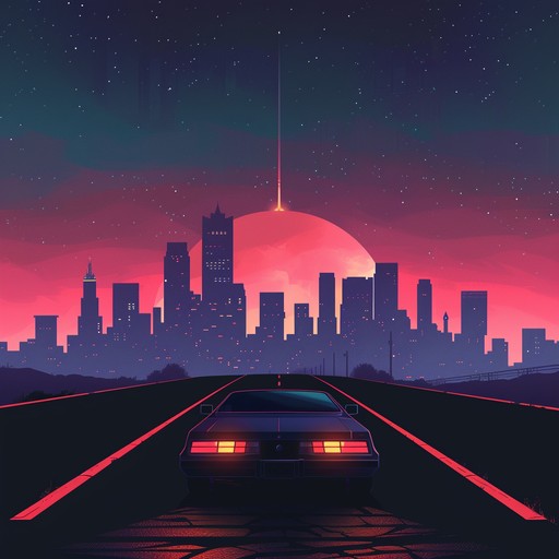 Imagine cruising through a neon-lit cityscape with towering skyscrapers. The track captures the essence of a late-night drive, enveloping the listener in a sound bath of deep bass, airy synths, and a steady, hypnotic beat. The atmosphere is electric and slightly mysterious, invoking feelings of freedom and exploration in a cyberpunk setting.