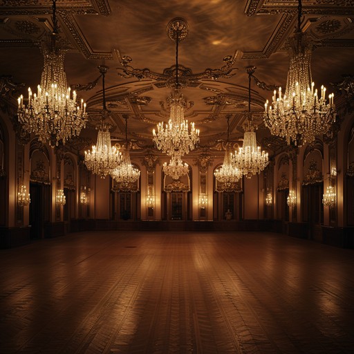 In a setting of an opulent, dimly lit ballroom, echoing guitar riffs encapsulate the eerie yet glamorous atmosphere. The track mixes elements of rock and mysterious theatrical sounds, creating a sense of eerie elegance suitable for a gripping scene in a glamorous thriller movie. The instrumental revolves around the dominant electric guitar, complemented by soft ghostly echoes and eerie ambient noise that enhance the feeling of solitude amidst grandeur.