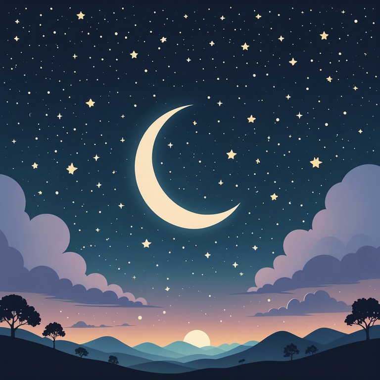 This composition invokes the imagery of a twinkling starry night with a gentle, soothing melody crafted to lull listeners into a peaceful state of mind. Perfect for bedtime or quiet moments of reflection, the music floats like a cloud through dreamy landscapes.