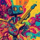 an instrumental merging metal guitar with funky playful grooves