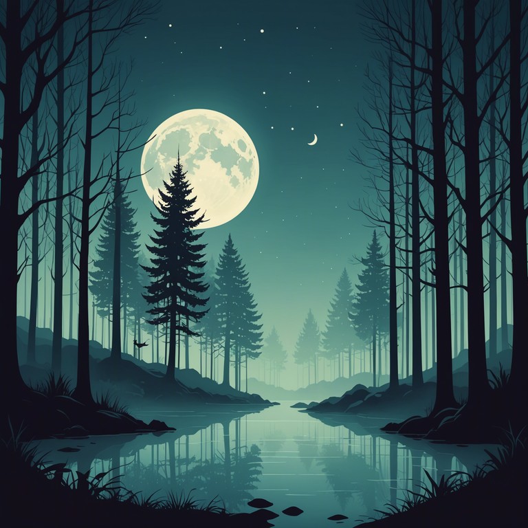 In this composition, soft piano notes dance through a soundscape imbued with a sense of solitude and mystery, akin to moonlight casting shadows through an old, misty forest. The music slowly builds in intensity, reflecting the complexity of night's quiet beauty mixed with its inherent sadness.