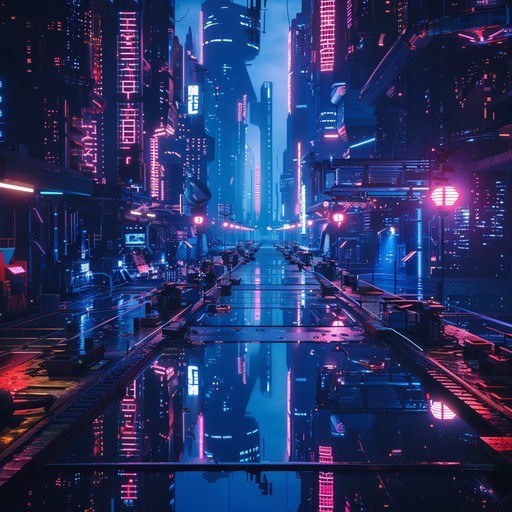 An evocative sonic journey through the empty, neon drenched streets of a cyberpunk world, blending deep synthesizer tones with rhythmic digital pulses to create a soundscape of solitary contemplation.