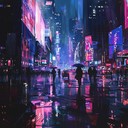 dark, pulsating beats with futuristic cityscape sounds