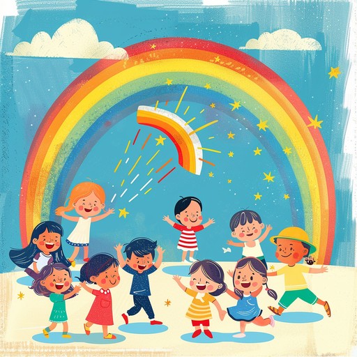 A bright and playful instrumental track that evokes the magic of sunshiny days and rainbow filled adventures, perfect for sparking young imaginations. Features twinkling piano and cheerful ukulele for a light hearted feel.