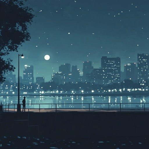 This contemplative lofi track features soft rhythms and gentle acoustic guitar melodies that evoke peaceful nighttime reflections and the calm of being alone with one's thoughts.