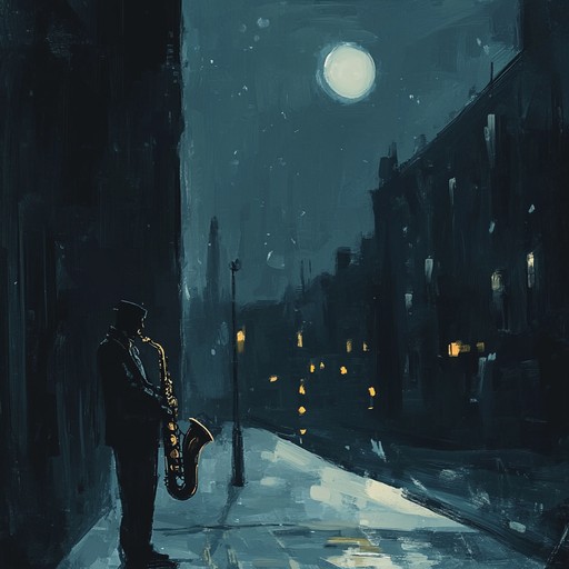 An emotional saxophone plays heartfelt melodies over jazzy, rhythmic jack swing beats, creating a poignant scene of solitary reflection and deep yearning