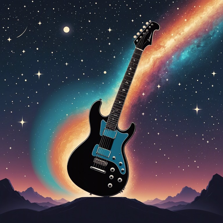 Imagine a musical journey that starts in a small gospel church and expands into the cosmos, led by the mesmerizing sounds of an electric guitar. Each note resonates with a deep spiritual significance, enhanced by psychedelic effects to create a soul stirring experience that transcends the ordinary.