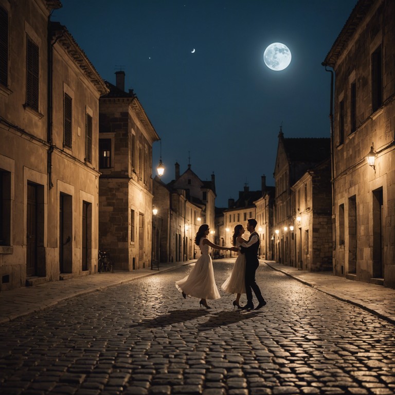 In this composition, envision a serene night in vienna where the gentle moonlight casts a soft glow over a quiet cobblestone street. The piece evokes the feeling of old world elegance and intimacy, with a gentle waltz rhythm that captures the essence of a poised dance between lovers under the stars. Each note flows smoothly like the quiet murmur of a slow river, conjuring images of historical romance and timeless grace.