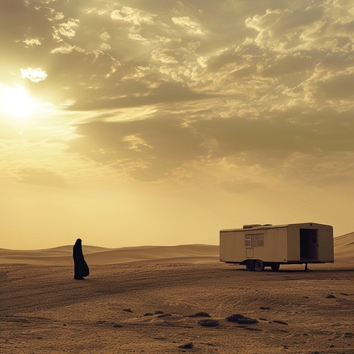 The haunting melody of the ney flute echoes across the vast expanse of the sahara, as the steady rhythm of the darbuka drum keeps pace with the swaying gait of the camels. The music evokes images of a bedouin caravan, making its way through the shifting sands towards a distant oasis, where the sweet scent of dates and the cool shade of palm trees await.