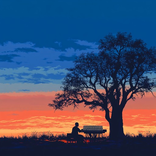 Imagine yourself nestled under an expansive african sky, with the resonant tones of a marimba creating a peaceful soundtrack that complements the soft whispers of the wilderness around you.