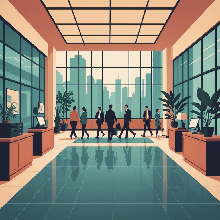 Imagine being trapped in a bustling office lobby where the muzak starts reflecting the inner stress and chaos of the urban environment. This track combines the repetitive soothing elements of elevator music with sudden, jarring bursts of tense melodies, creating a soundtrack that's as unnerving as it is captivating.