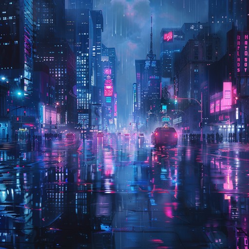 A dynamic and pulsating track set in the heart of a bustling, futuristic city, blending driving synthetic beats and shimmering melodies. The listener is taken on a vibrant, nocturnal journey through glowing streets and lively atmospheres, filled with unbridled energy and catchy grooves