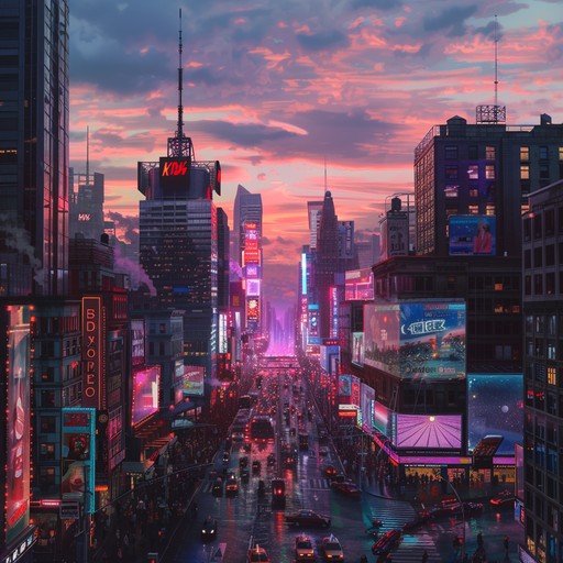 An instrumental journey with bright, energetic beats, shimmering synth melodies, and a captivating rhythm that evokes the vibrancy of neon lit cityscapes on a sunlit day. Perfect for creating an upbeat, dynamic atmosphere that is both nostalgic and futuristic.