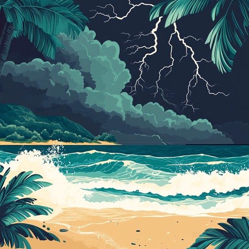 An instrumental track that combines aggressive percussions with tropical melodies, creating a powerful and energetic soundscape that evokes the chaotic beauty of a tropical storm.