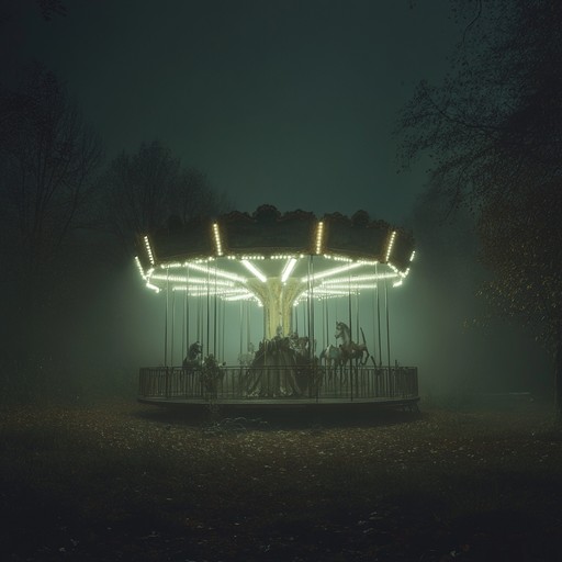 An instrumental cabaret piece featuring haunting melodies and a swirling waltz rhythm, conjuring images of spectral figures twirling on an abandoned carousel at dusk.